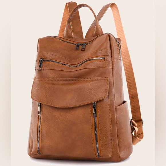 Vintage Faux Leather Backpack - Picture 3 of 4